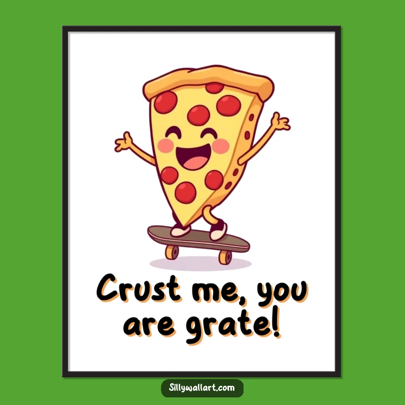Free Printable Pizza Skateboard Art: Hilarious Cartoon Downloadable Wall Decor