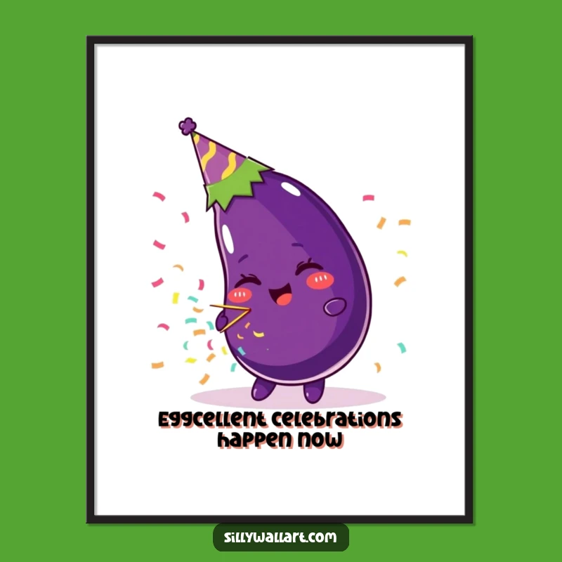 Free Printable Wall Art: Eggplant Party Popper - Funny Downloadable Decor