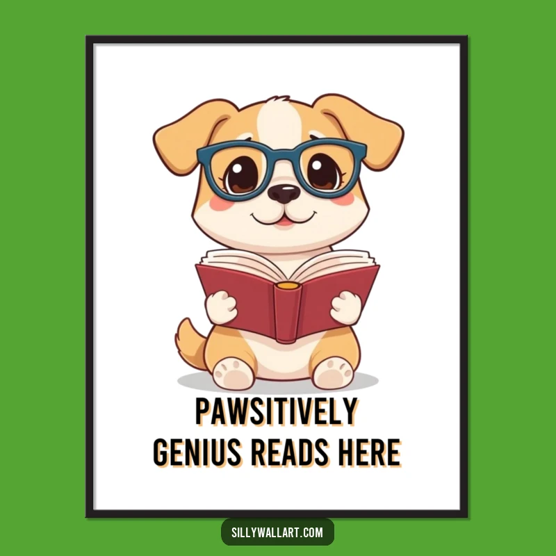 Free Printable Dog Wall Art: Wise Pup Reads, Funny Literary Decor, Downloadable Art!