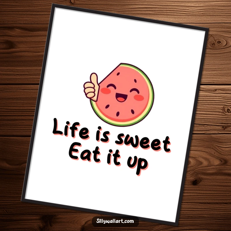 Funny Free Printable Wall Art: A delighted slice of watermelon giving a big thumbs up, adding a cheerful vibe to the room.