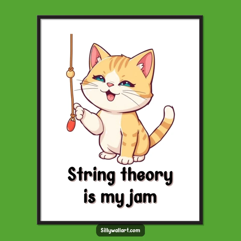 Free Printable Wall Art: Playful Cat String Fun, Funny Downloadable Art for Lively Spaces