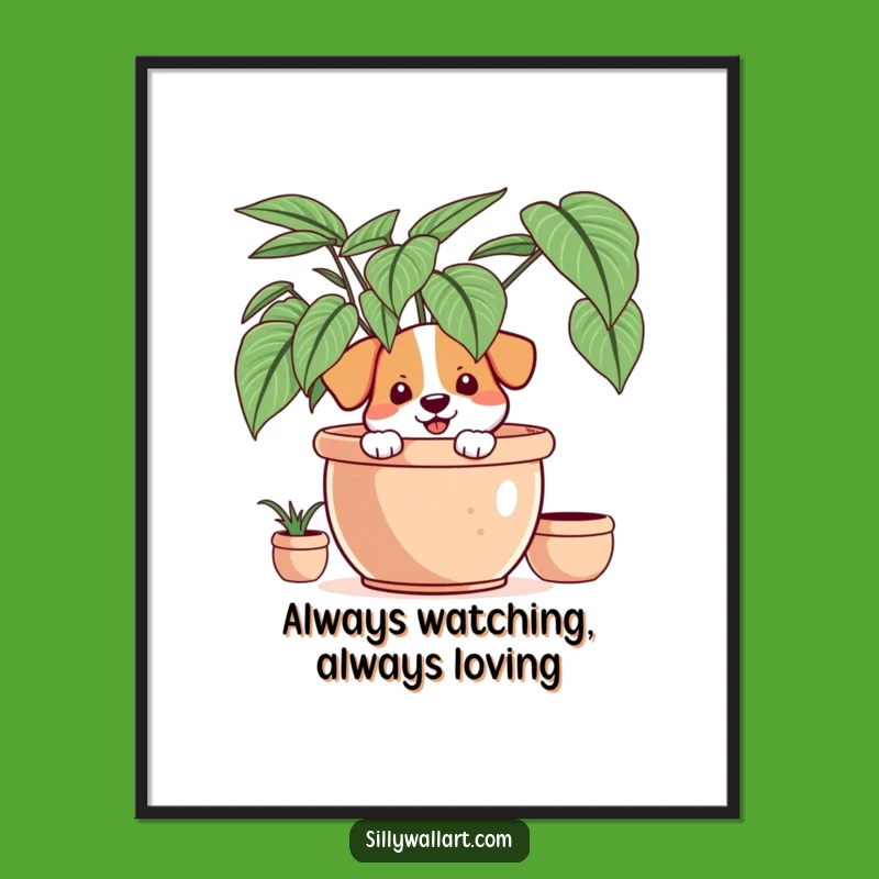 Funny Free Printable Wall Art: Peeking Dog - Hilarious Downloadable Decor for a Playful Space!