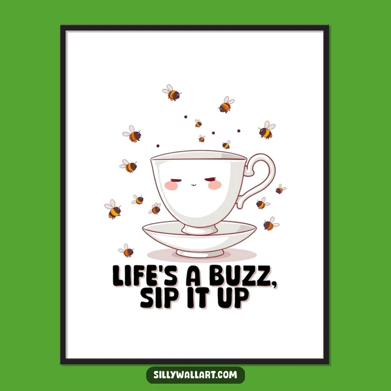 Funny Free Printable Wall Art: Teacup Juggling Bees - Downloadable & Quirky!