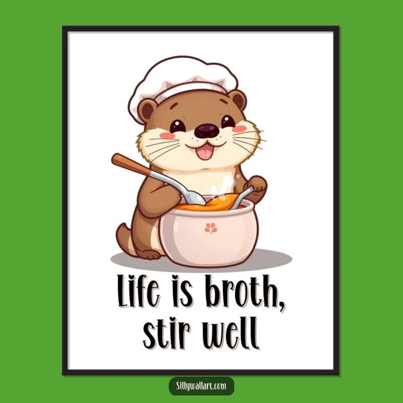 Free Printable Otter Chef Wall Art - Whimsical & Funny Downloadable Kitchen Decor