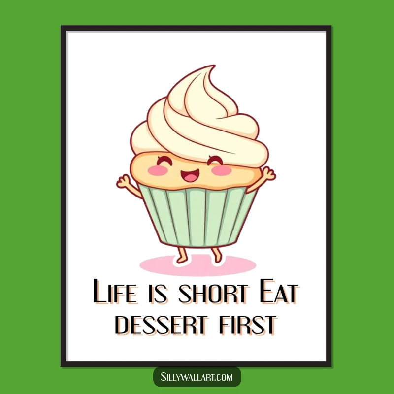 Free Printable Funny Cupcake Wall Art: Dancing Treat Downloadable Decor