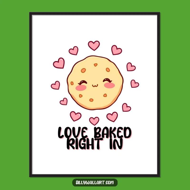 Free Printable Wall Art: Blushing Cookie Love Art, Funny Downloadable Decor Gift