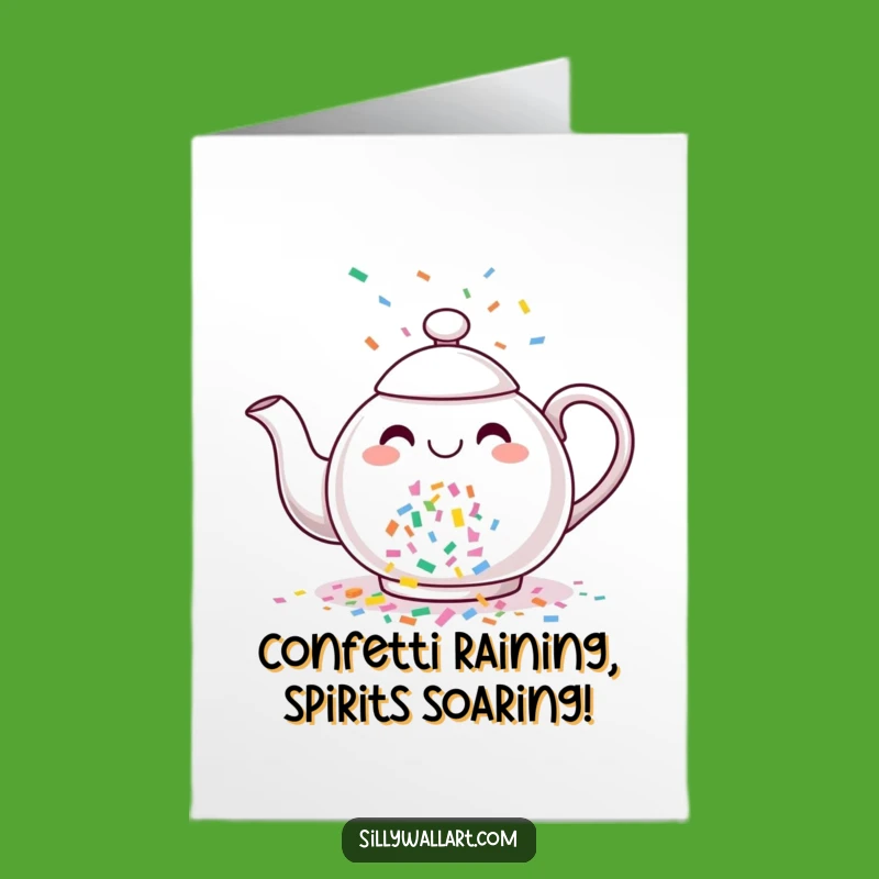 Free Printable Birthday Card: Cheerful Teapot Confetti Fun for a Festive Downloadable Gift