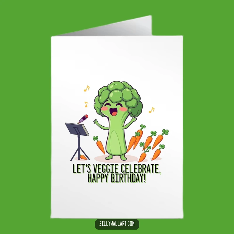 Free Printable Broccoli Birthday Card: Veggie Maestro Funny Downloadable Gift for Music Lovers