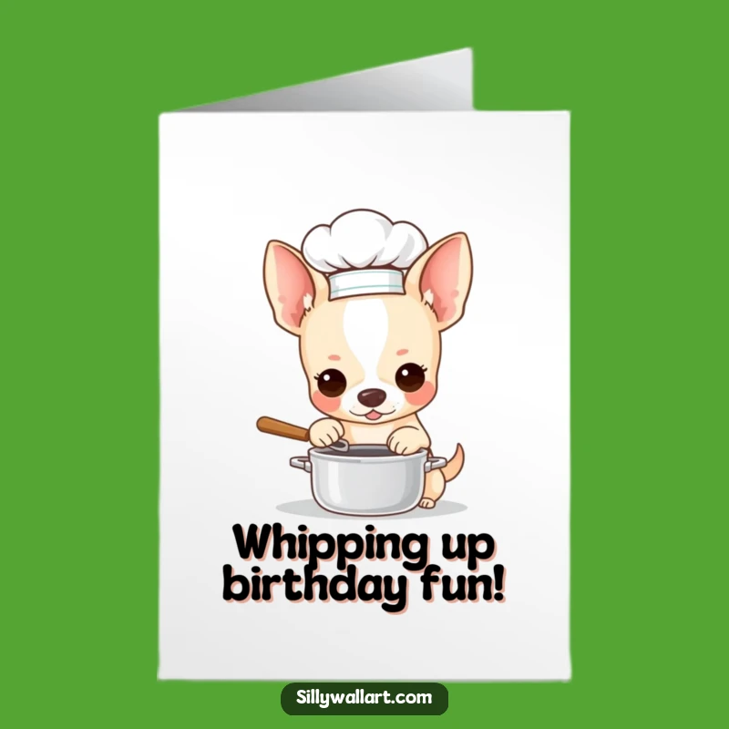 Free Printable Chef Chihuahua Birthday Card: Funny Dog Downloadable Gift