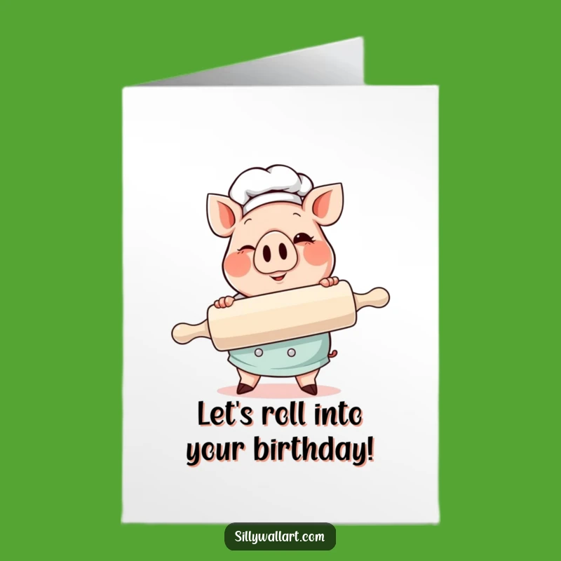 Free Printable Pig Chef Birthday Card: Funny Winking Baker Downloadable Gift!
