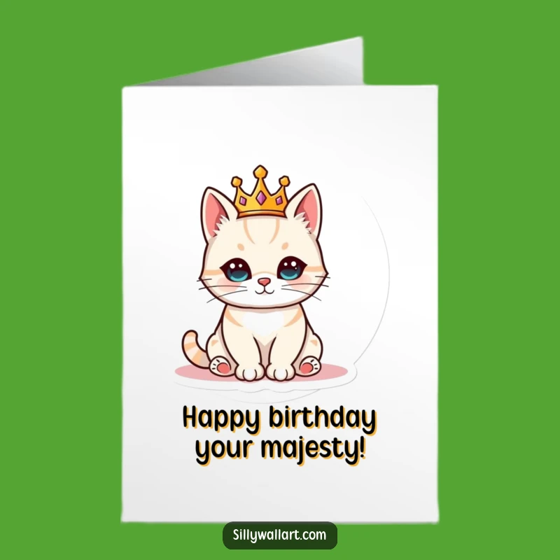 Free Printable Birthday Card: Royal Cat's Regal Greeting Downloadable Gift