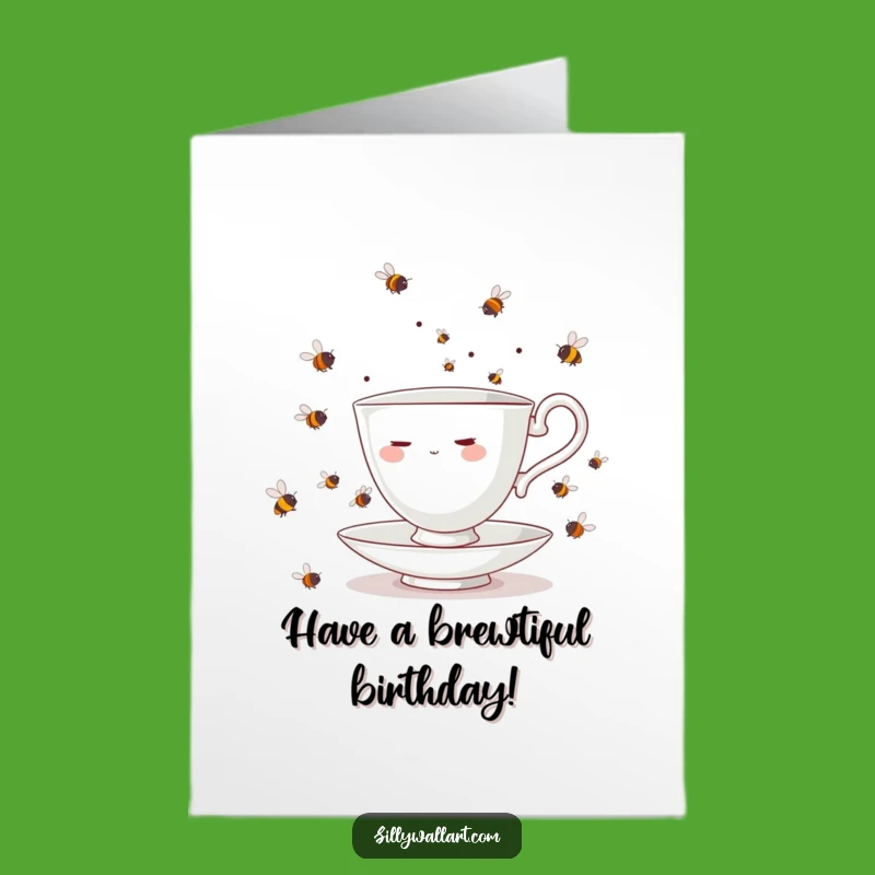 Funny Free Printable Birthday Card: Bee-Juggling Teacup - Downloadable & Whimsical!