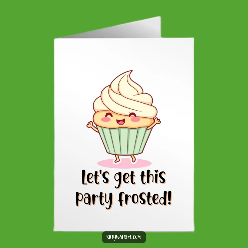Free Printable Funny Cupcake Birthday Card: Dancing Treat Downloadable Gift
