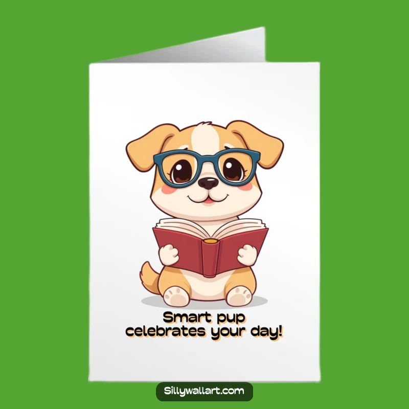 Free Printable Funny Dog Birthday Card: Dapper Pup Reads Greeting, Perfect Downloadable Gift!