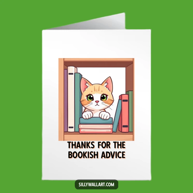 Free Printable Thank You Card: Curious Cat Bookshelf Surprise, Funny Downloadable Gift for Thanks