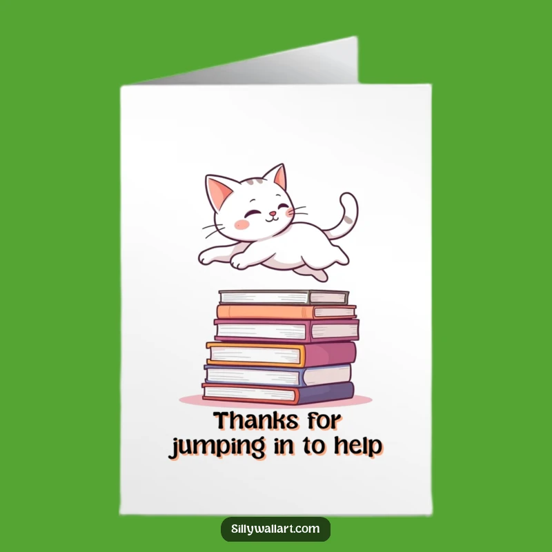 Free Printable Thank You Card: Graceful Cat Leap, Funny Downloadable Gift for Gratitude