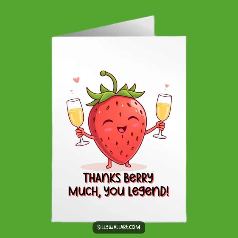 Free Printable Thank You Card: Juggling Strawberry Gratitude, Funny Downloadable Gift