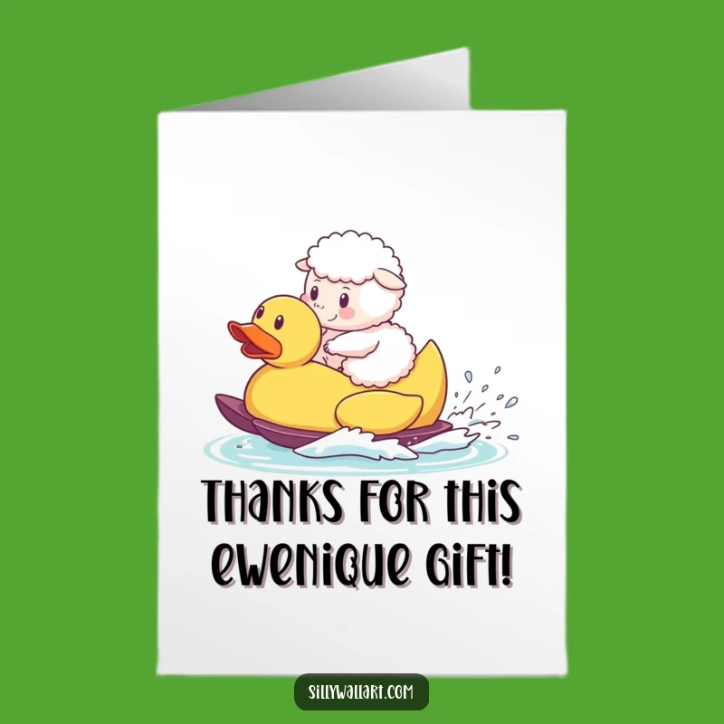 Free Printable Thank You Card: Sheep Waterskiing Duck - Fun Downloadable Appreciation Gift