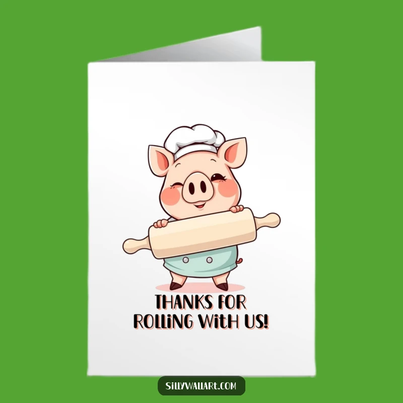 Free Printable Pig Chef Thank You Card: Winking Baker Downloadable!