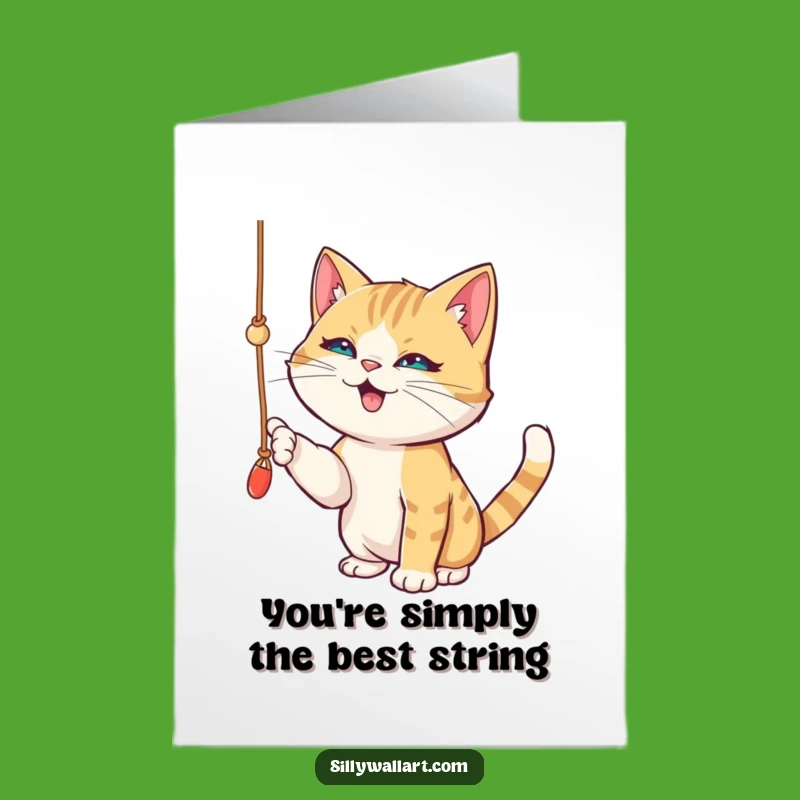 Free Printable Thank You Card: Playful Cat String Antics, Funny Downloadable Gift for Gratitude