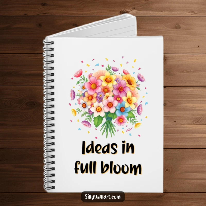 Funny notebook: A joyful bouquet of flowers spreading confetti, inspiring cheerful and festive note-taking.