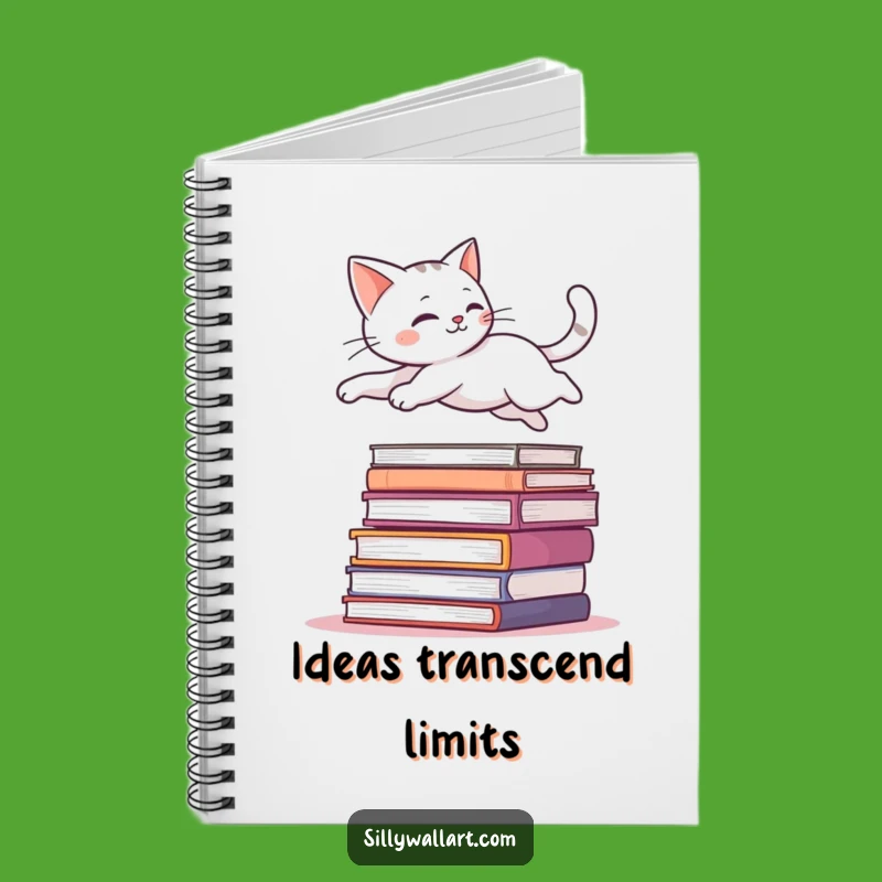 Funny Leaping Cat Notebook - Graceful Journal for Book Lovers