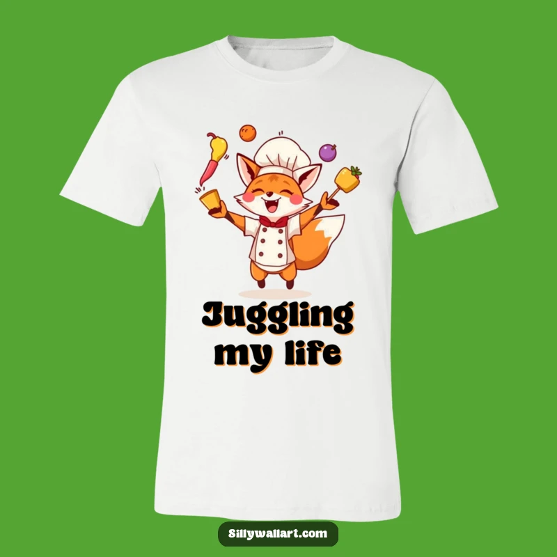 Funny Fox Chef T-Shirt: Juggling Act, Perfect Enthusiast Gift!