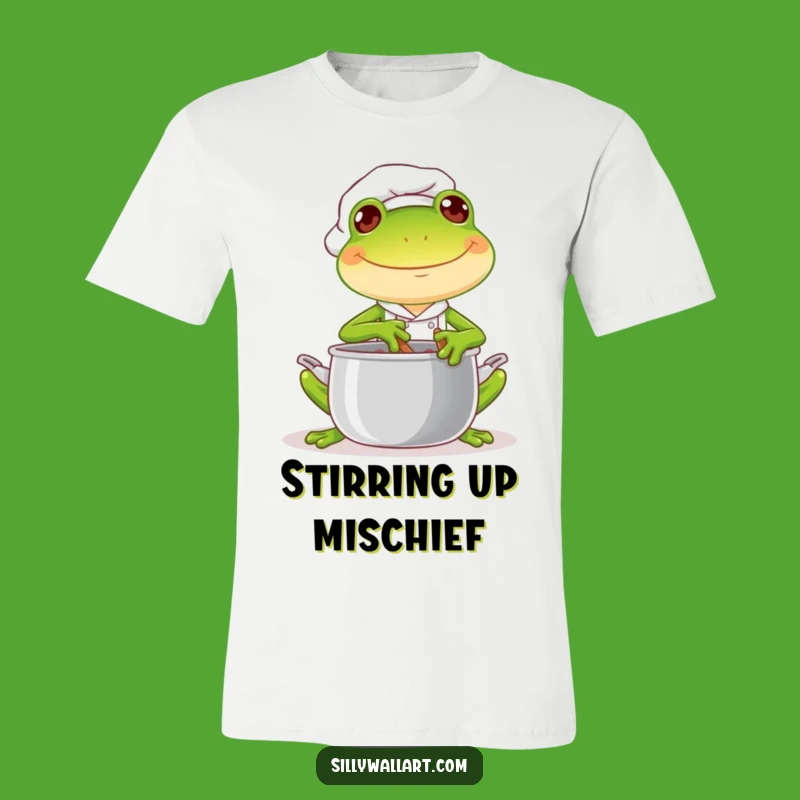 Funny Frog Chef T-Shirt: Joyful Cook Stirs with Mischief!