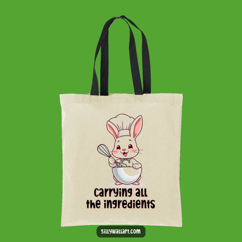 Funny Bunny Chef Tote Bag: Cute Whisking Design, Perfect Shopping Gift!