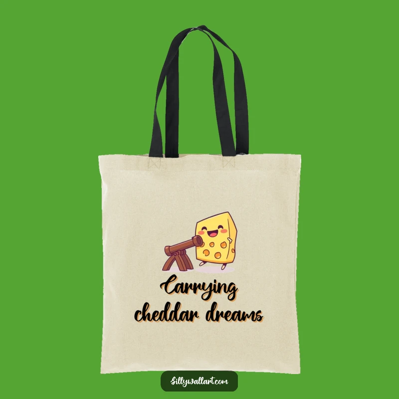 Funny Cheese Catapult Tote Bag: Grinning Cheese Carryall, Cheesy Gift