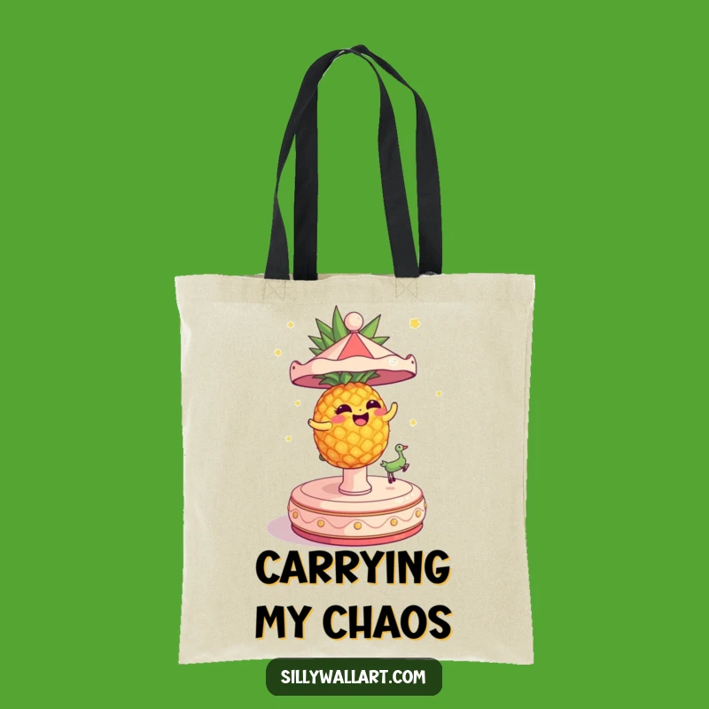 Funny Dizzy Pineapple Tote Bag - Comical Tropical Canvas Bag Gift