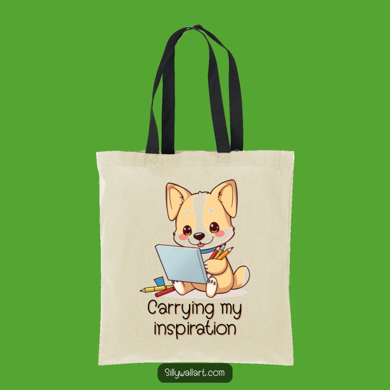 Funny Dog Artist Tote Bag: Carry Your Art Supplies in Style with This Inspired Pup