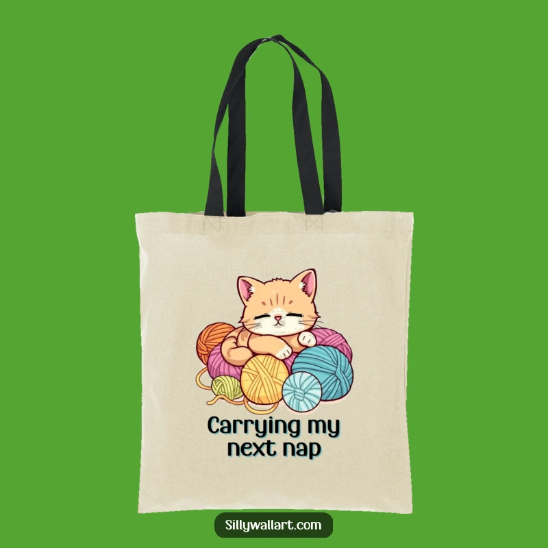 Funny Relaxed Cat Tote Bag - Cute Yarn Lover Accessory Gift