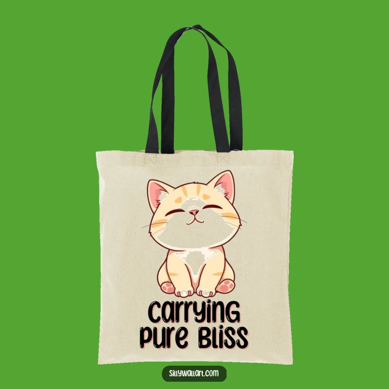 Funny Contented Cat Tote Bag - Purring Accessory for Pet Lovers