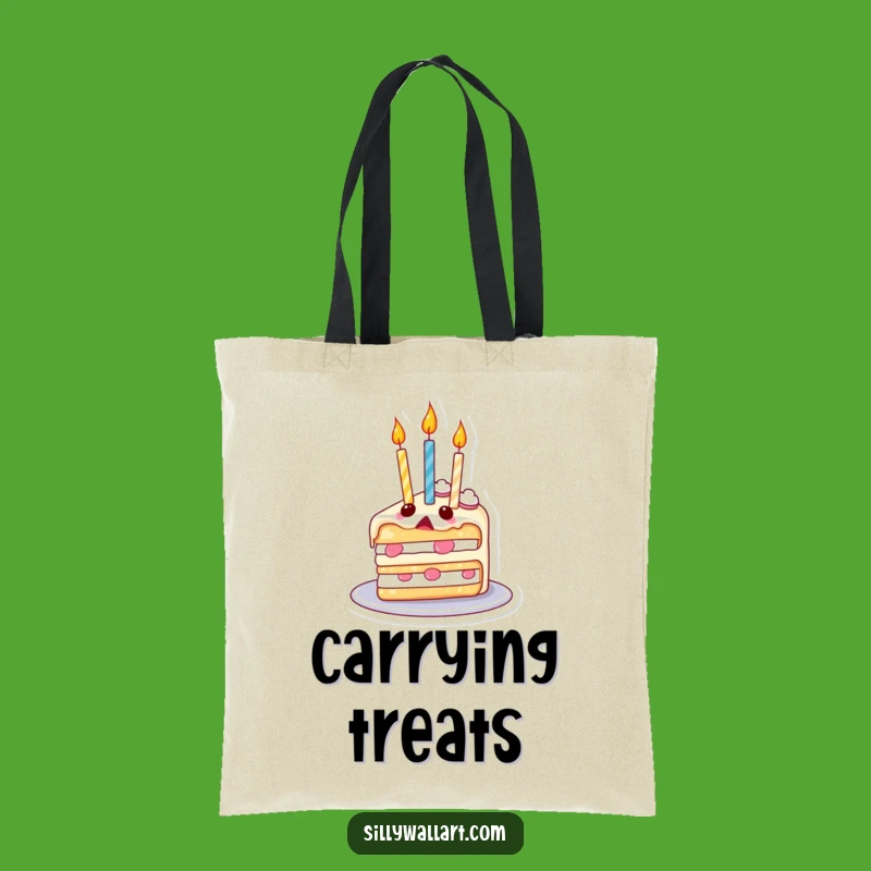 Funny Surprised Cake Candles Balloon Tote Bag - Sweet Whimsical Carryall