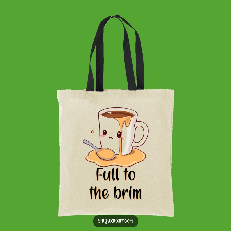 Funny Coffee Mug Overload Tote Bag: Oversized Mug Spill Carryall, Gift