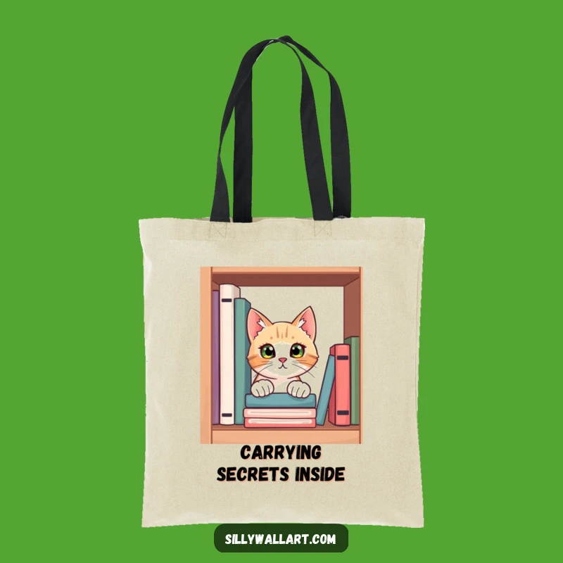 Funny Curious Cat Tote Bag - Book Lover Accessory for Readers