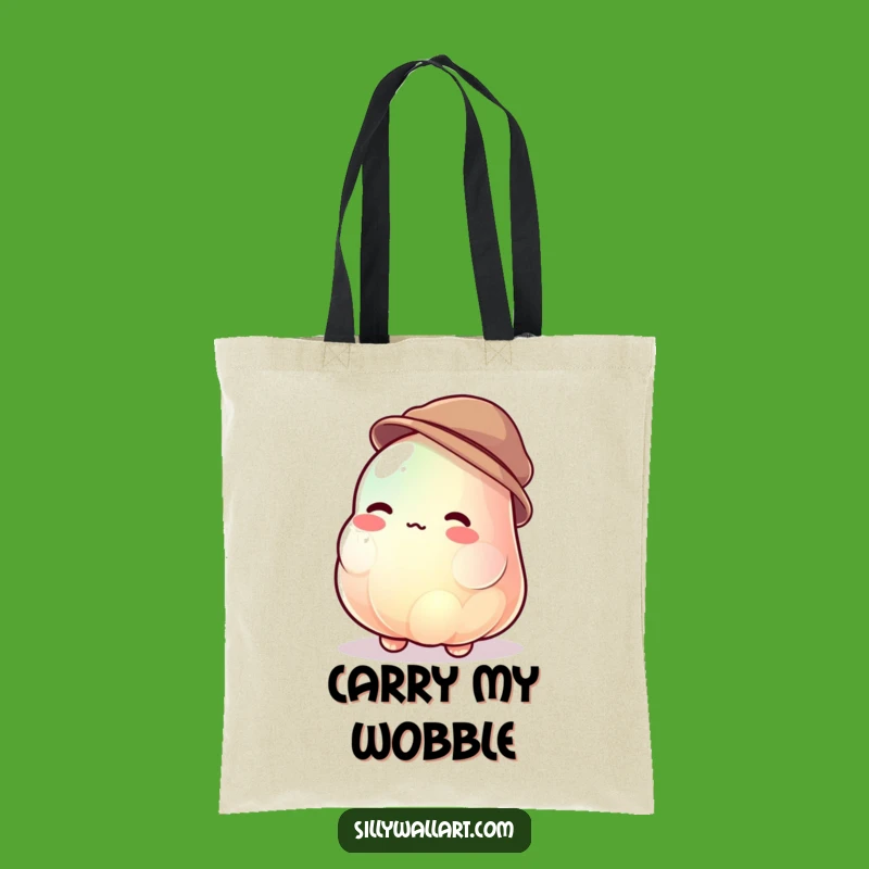 Funny Jelly Blob Tote Bag - Jiggling Hat Wearer & Uncontrollable Carryall Gift