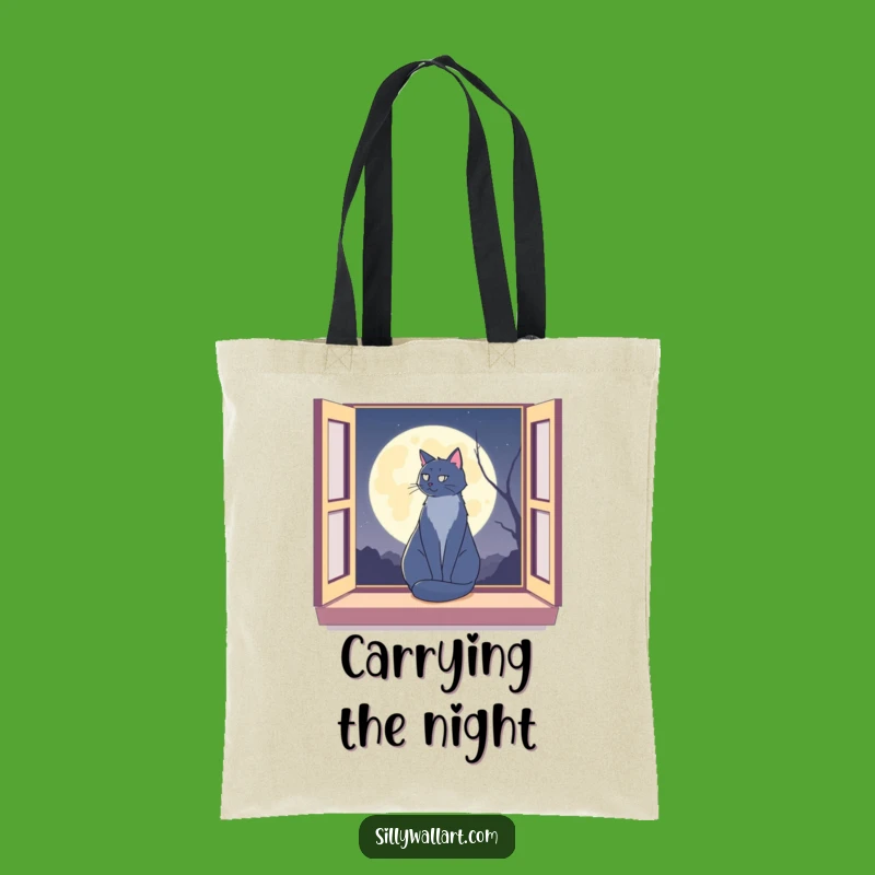 Funny Moon Cat Tote Bag: Lunar Feline Accessory, Hilarious Pet Owner Gift