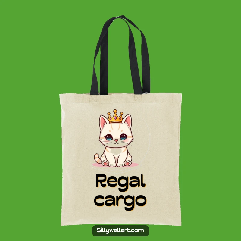 Funny Royal Cat Tote Bag: Majestic Feline Accessory, Hilarious Pet Owner Gift